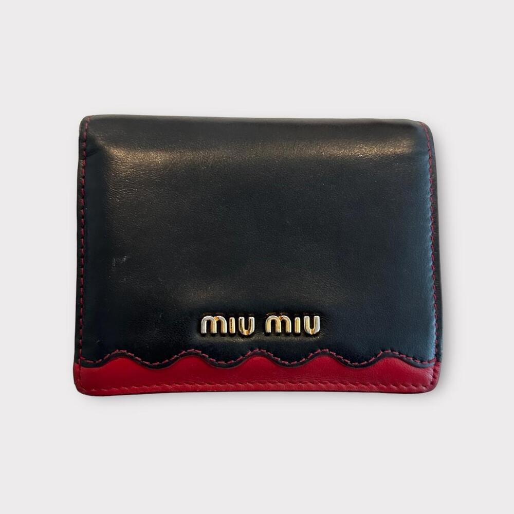 Miu Miu Red And Black Leather Wallet